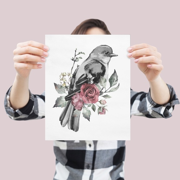 Watercolor Illustration Cute Bird Wall Art Print Poster UNFRAMED - Picture 7 of 10